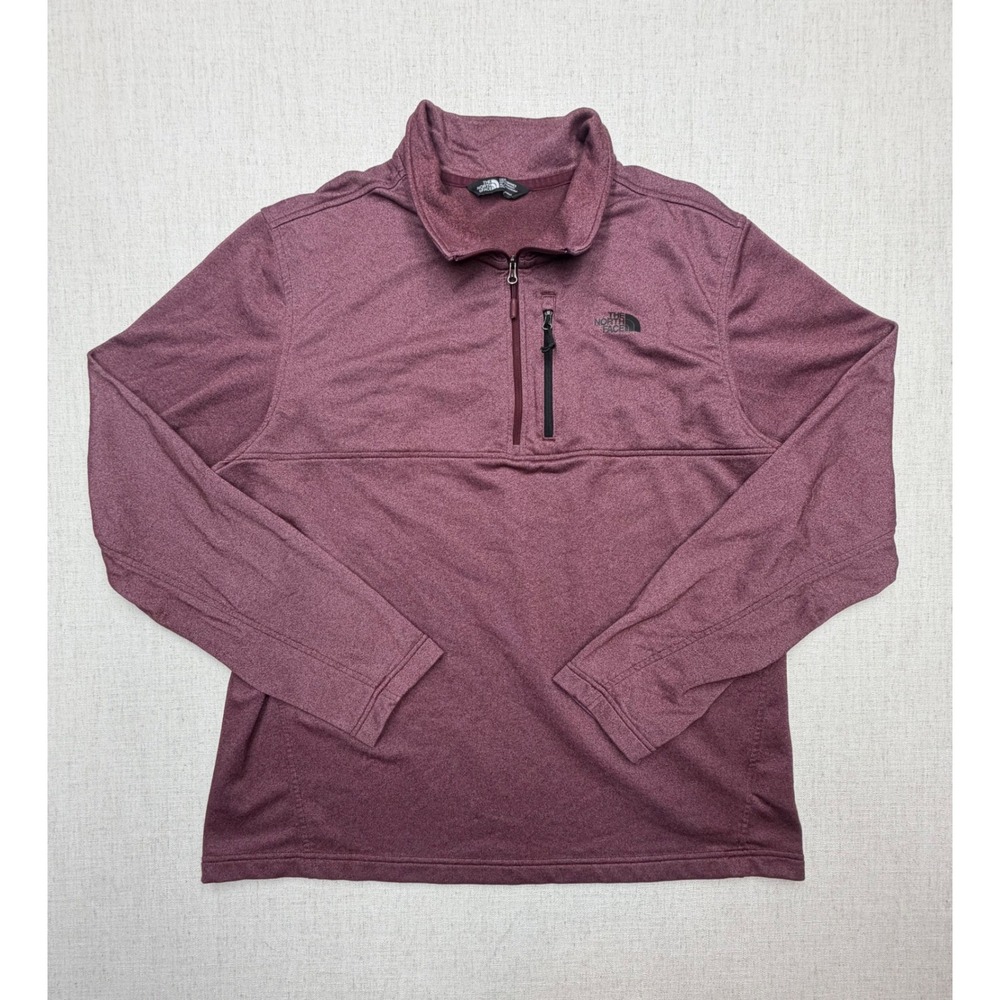 The North Face Mens XL Quarter Zip Pullover Fleece Jacket Burgundy Heather